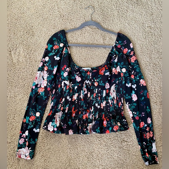 Paco Rabanne Black Rose Garden Pleated Bustier Top - Picture 8 of 12